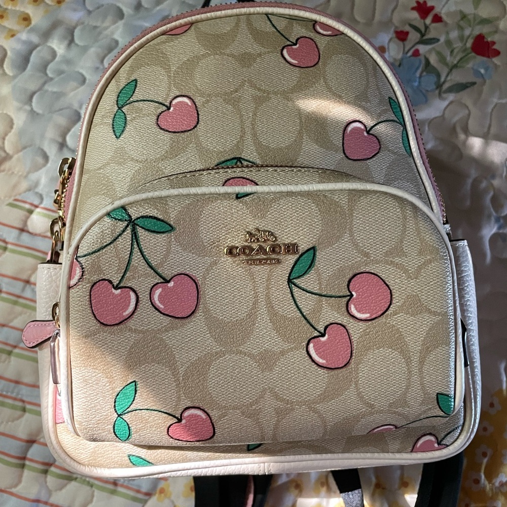 Coach Beige and Pink Cherry mini Backpack